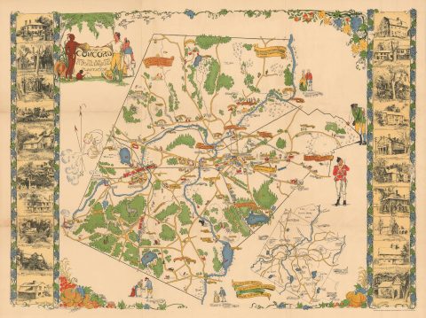 1928 Bodley Pictorial Map of Concord, Massachusetts