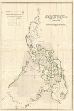1926 U.S. Coast and Geodetic Survey Map of Field Work in the Philippines