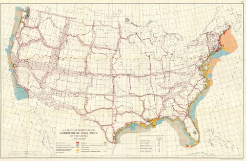 1926 U.S. Coast and Geodetic Survey Map of Field Work in the United States