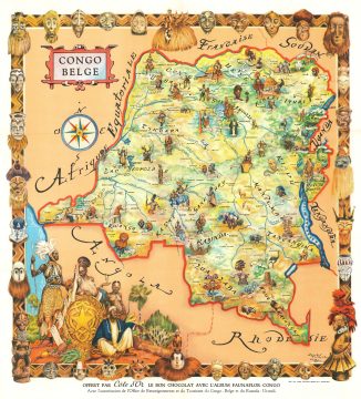 1951 Thiriar Pictorial Map of the Belgian Congo
