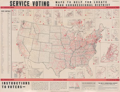 1944 Army Map Service Map of Congressional Districts in the United States