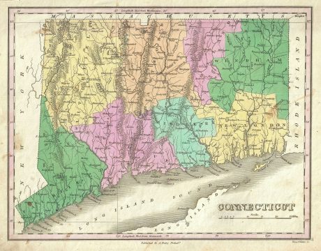 1827 Finley Map of Connecticut