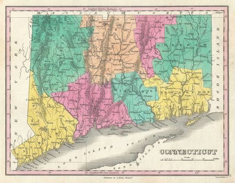 1828 Finley Map of Connecticut