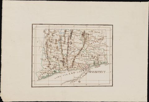 1833 A.J. Wetherell Miniature Schoolboy / Schoolgirl Map of Connecticut
