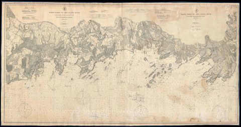 1907 U.S. Coast Survey Map of the Long Island Sound and Connecticut Coast near Branford