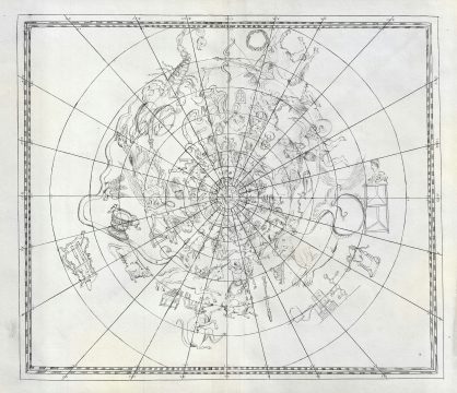 1823 Manuscript Celestial Map of the Constellations or Night Sky