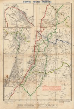 1946 Survey of Palestine Map of Convoy Routes in British Mandatory Palestine