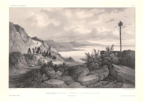 1845 Fisquet View of the Captain Cook Monument, Hawaii