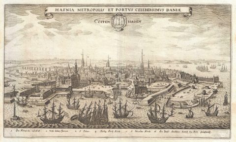 1638 Merian View of Copenhagen, Denmark