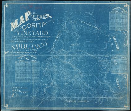 1912 Barker Cyanotype Map of Foothills Preserve, Los Altos Hills, California