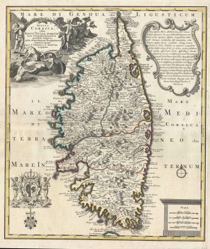 1742 Covens and Mortier Map of Corsica, France