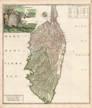 1735 Homann Heirs Map of Corsica During its Revolution