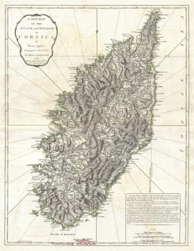 1794 Jeffreys Map of Corsica, France