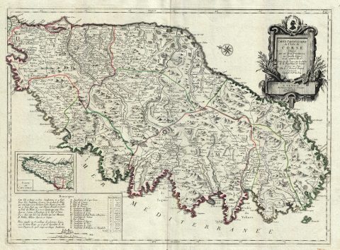 1780 Santini Map of Corsica, France