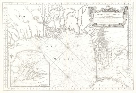 1764 Bellin Map of the Gulf Coast of the United States