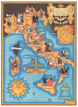 1934 Calderini and Zimelli Pictorial Map of Italy and Italian Folk Costumes