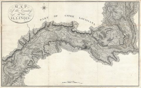 1796 Collot Map of the Country of the Illinois (Mississippi River near Missouri, St. Louis, Illinois