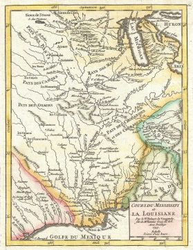 1749 Vaugondy Map of the Mississippi River and Louisiana