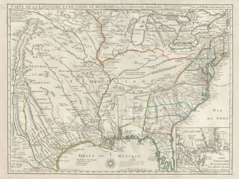 1782 Delisle Map of the United States (British Colonies - first map to name Texas)