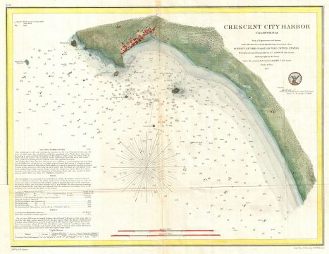 1859 U.S. Coast Survey Map or Nautical Chart of Crescent City, California