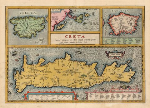 1603 Ortelius Map of Crete w/ Greek Islands (Vrients Edition)