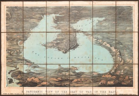 1855 Read Bird's-Eye View of the Black Sea and Crimea During the Crimean War