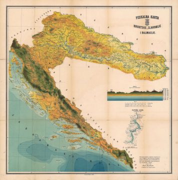 1900 Herdliczka / Köke Physical, Topographic Map of Croatia