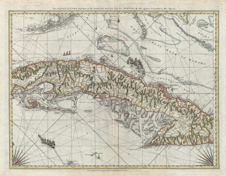 1775 Jefferys Map of Cuba and the Florida Keys