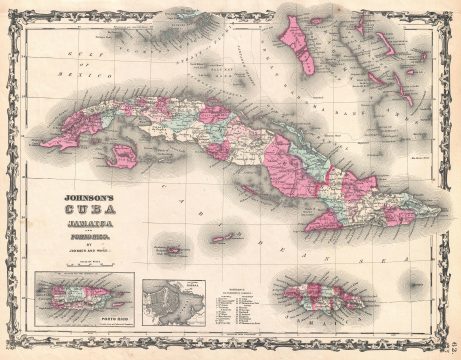 1862 Johnson Map of Cuba and Porto Rico