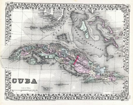 1872 Mitchell Map of Cuba and the Bahamas