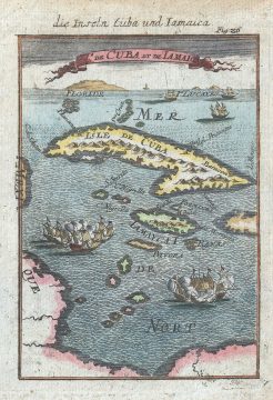 1719 Mallet Map of Cuba and Jamaica