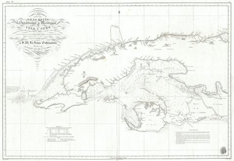 1854 Hidrografica Nautical Chart of Map of Cuba