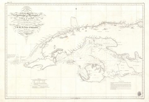 1854 Hidrografica Nautical Chart of Map of Cuba