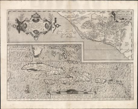 1579 Ortelius Map of Cuba, the Caribbean, and Northwestern Mexico: First Edition