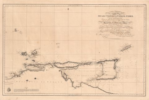 1816 Dirección de Hidrografía Chart, Coasts of Cumana, Venezuela, Trinidad, Tobago