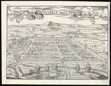 1556 / 1565 Giovanni Battista Ramusio Map of Cuzco, Peru