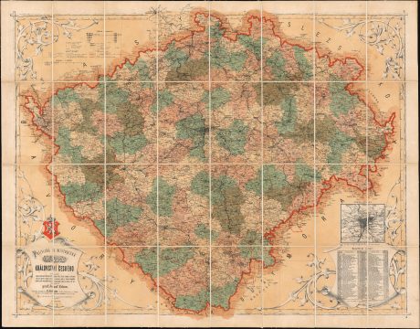 1872 Josef Erben Map of the Czech Republic / Czechia / Bohemia