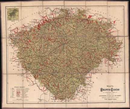 1910 Wagmer Infographic Cycling Map of Bohemia / Czech Republic
