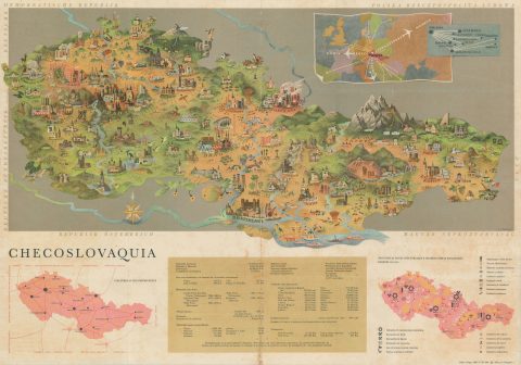 1960 Polygrafia Pictorial Map of Czechoslovakia