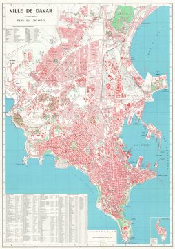 1964 Institut Geographique City Plan or Map of Dakar, Senegal
