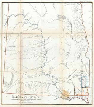 1863 Public Survey Map of North Dakota and South Dakota (Dakota Territory)