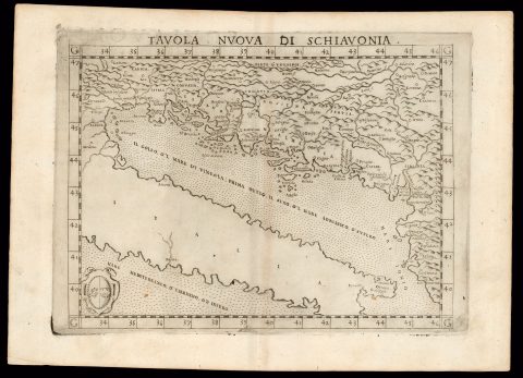 1561 Ruscelli/ Gastaldi map of the Dalmatian Coast