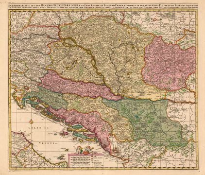 1677 Visscher Map of Hungary, Croatia, Bosnia, Serbia and Dalmatia