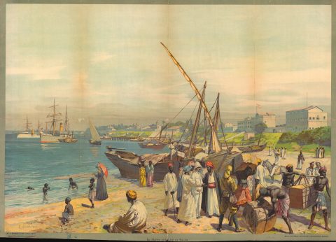 1907 Hellgrewe Chromolithograph View of Dar es Salaam, Tanzania