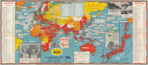1945 Turner Map of the World at the End of World War II