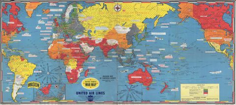 1944 Turner World Map During World War II