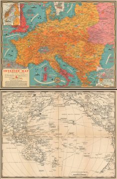 1944 Turner Pictorial Map of Europe Just After the D-Day Invasion of France