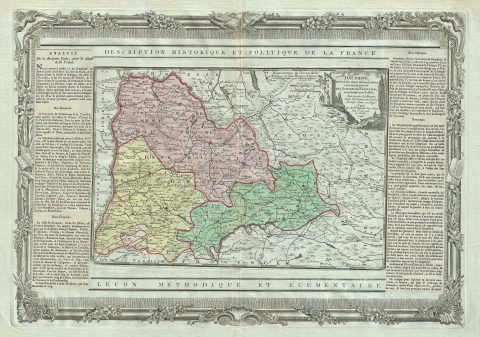 1786 Desnos Map of the Dauphine Region of France (French Riviera)