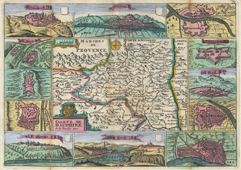 1747 La Feuille Map of Dauphine ( Isère, Drôme, and Hautes-Alpes), France