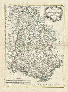 1771 Bonne Map of Dauphine and Provence, France